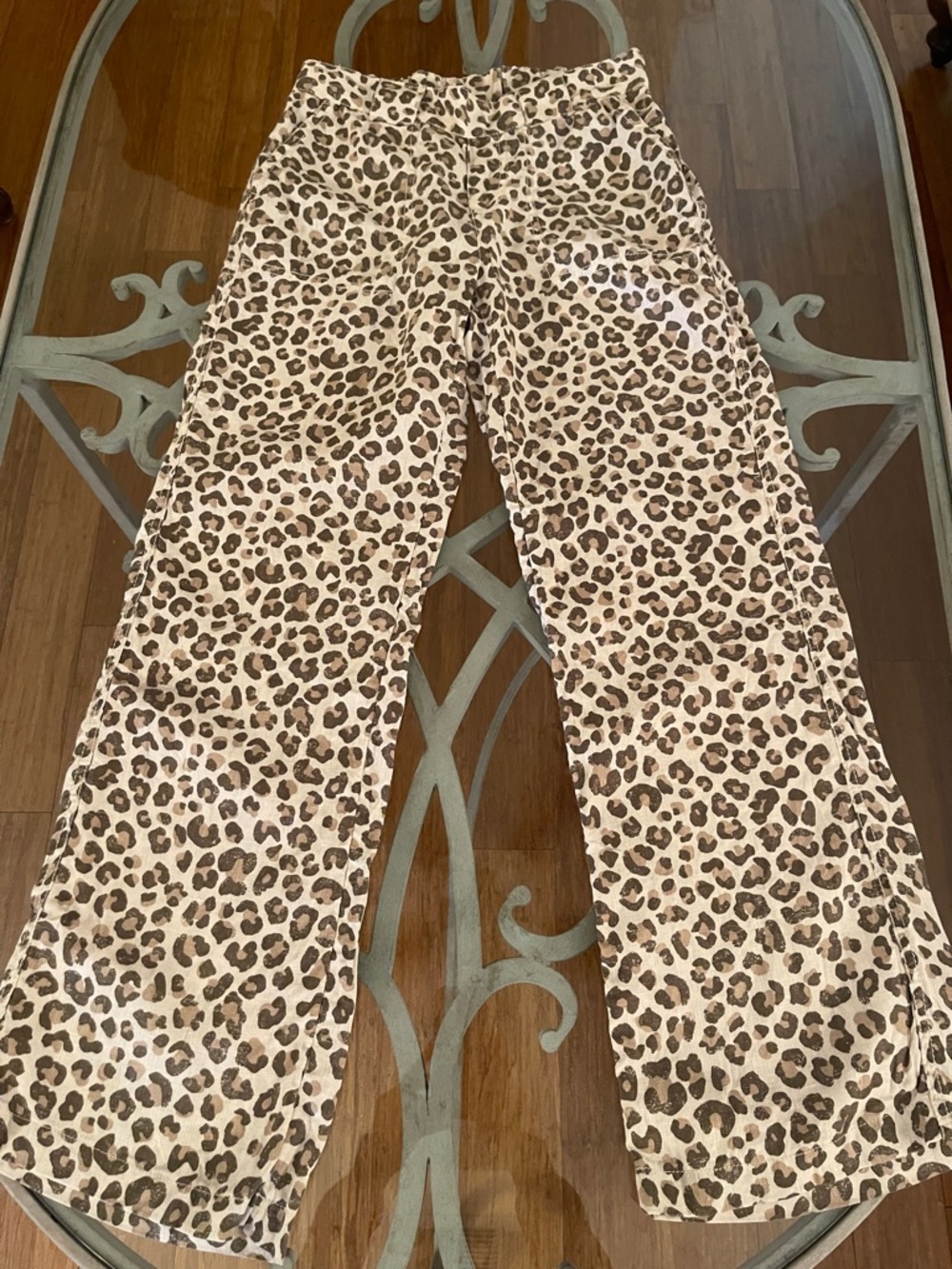 Source Unknown Leopard Print Wide-Leg Trousers in Cream and Brown